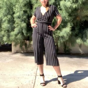 Black Vertical Pinstripe Jumpsuit